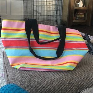 Colorful stripped beach bag